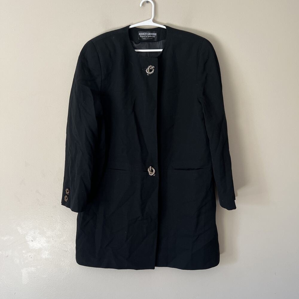 Herbert Grossman Women's Black Button Blazer Size 12